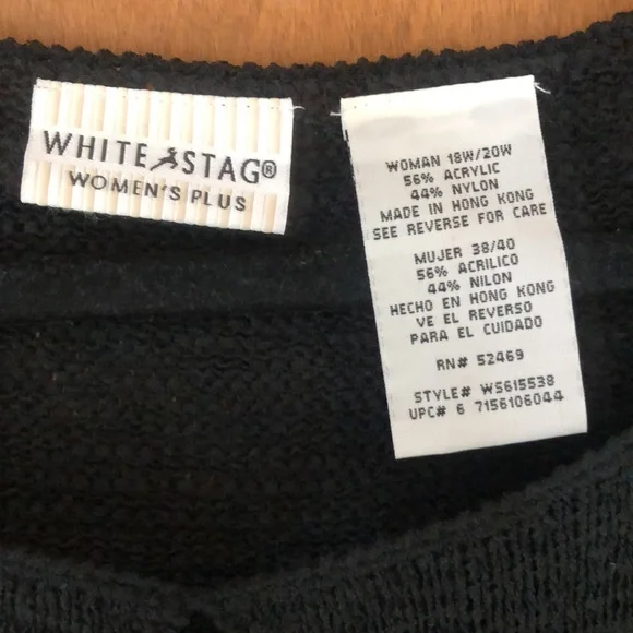 White Stag size 18W/20W black knit top - Picture 3 of 6
